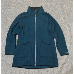 Eddie Bauer Women's Jacket Size Large Teal Blue Full Zip Up Unlined Long Sleeves